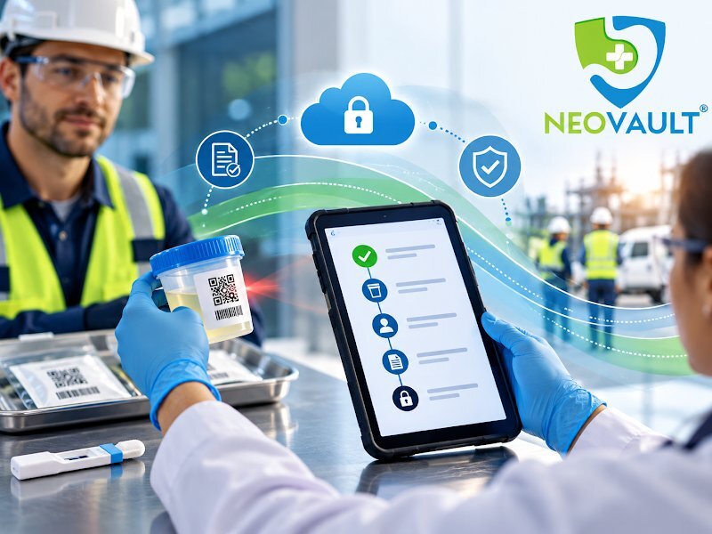 Digital chain of custody drug testing at a workplace