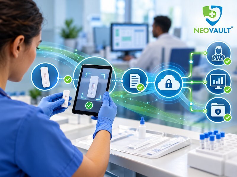 Digital POCT result capture and secure reporting workflow
