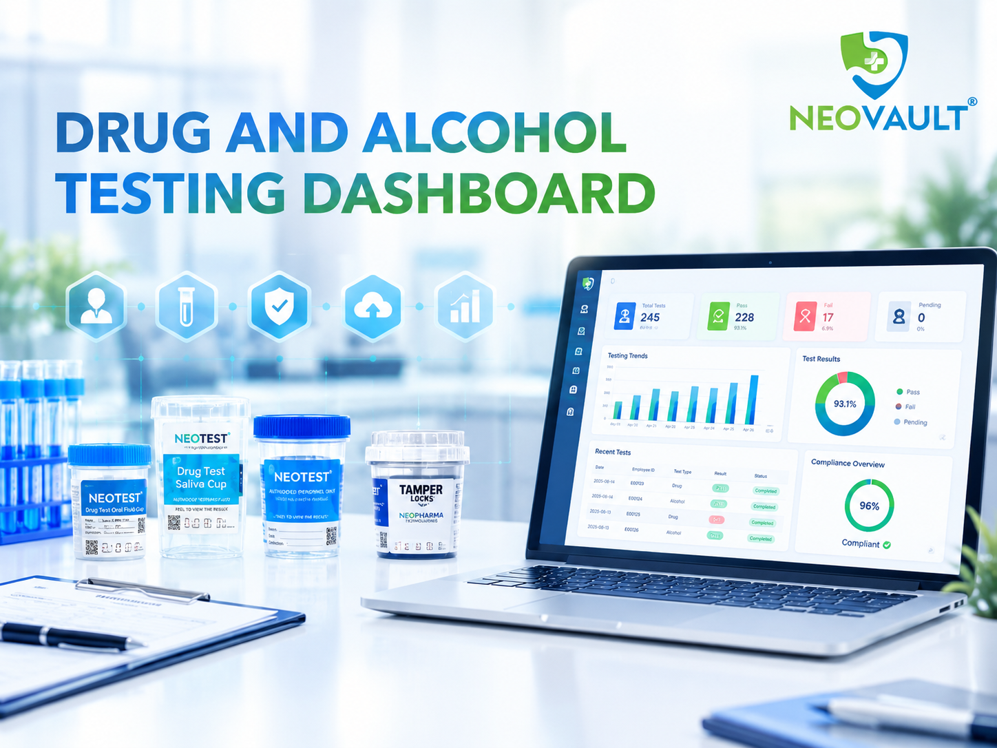 Drug and alcohol testing dashboard interface